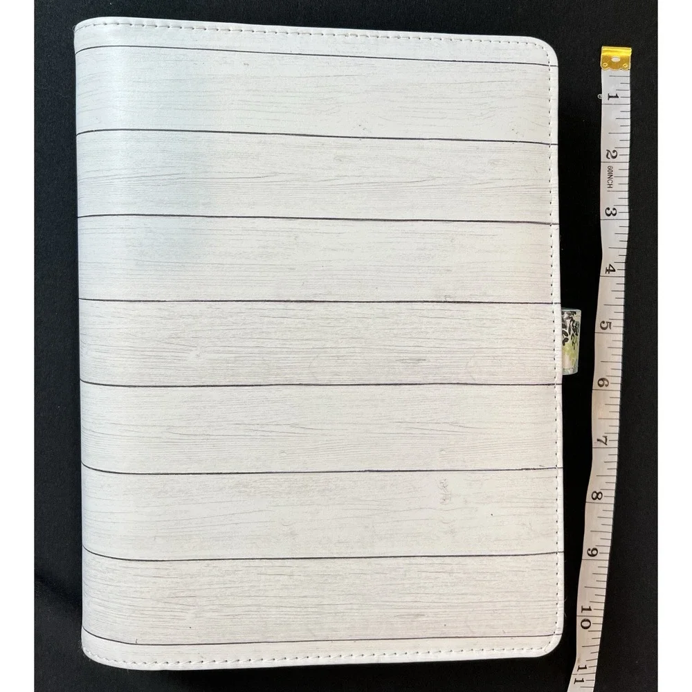 Agenda 52 6 Ring Planner Binder Pockets 7.5 x 9.5 inches Faux Wood White Washed